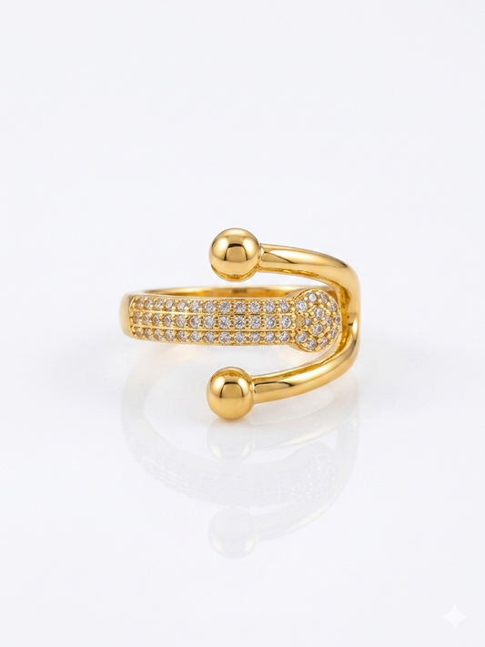 ✨Exclusive Zircon Studded Sleek Gold Adjustable Ring ✨