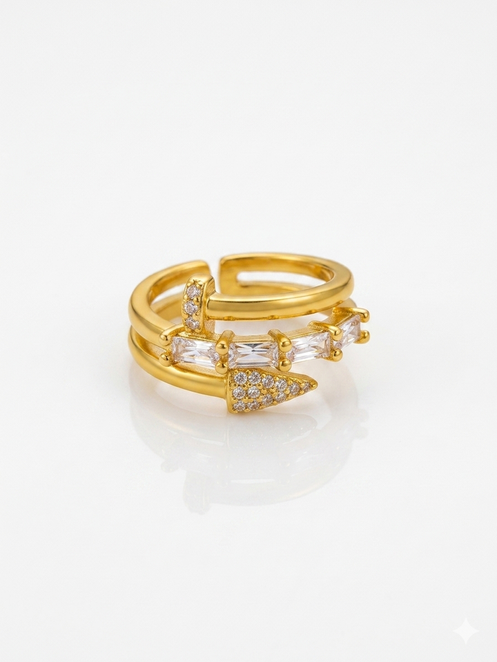 ✨Exclusive Zircon Studded Sleek Gold Adjustable Ring ✨